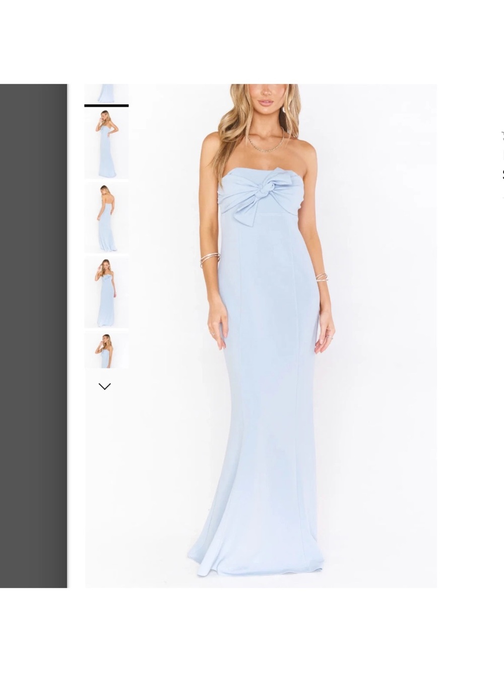 Show Me Your Mumu Blue Strapless Bow Maxi Dress XS